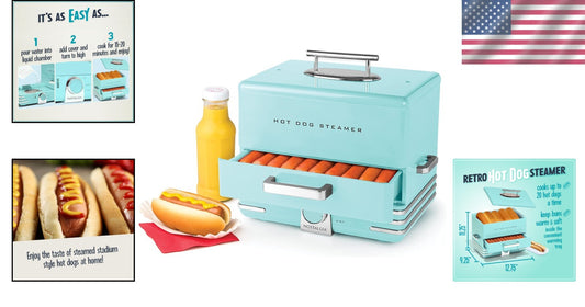 Aqua Hot Dog Steamer with Bun Warmer - Perfect for Parties & Gatherings