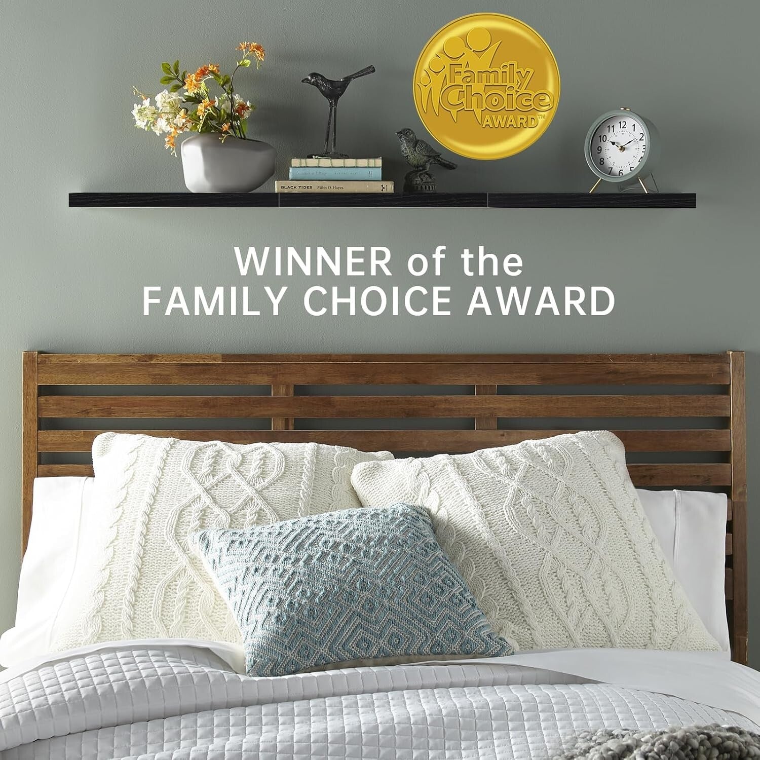 Floating Wall Shelves Set - 22.5in Rustic Wood for Bathroom, Living Room, Office