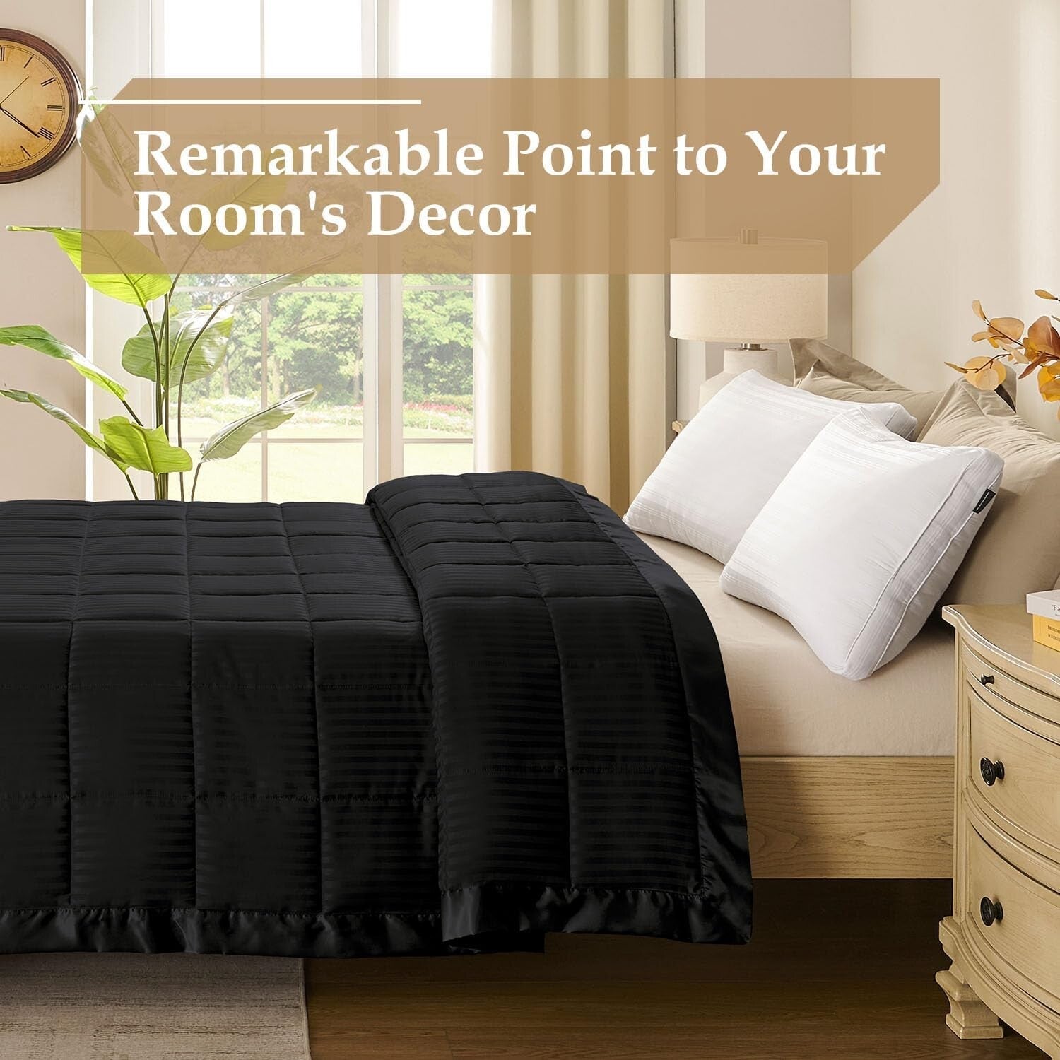 Lightweight King Size Blanket with Satin Trim - Ideal All-Season Comfort, 90x108