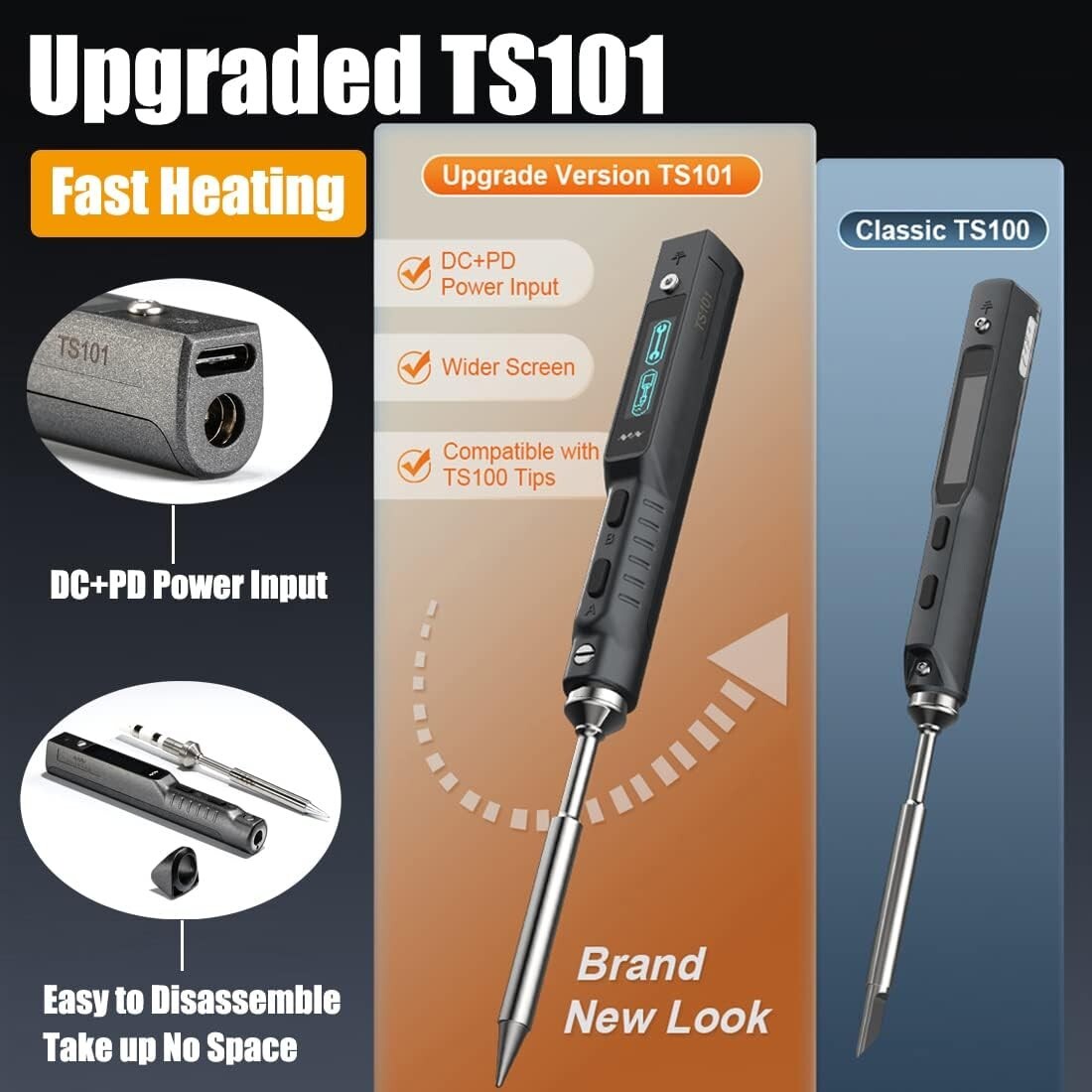 Fast Heating Programmable TS101 Soldering Iron Kit - Includes Everything Needed