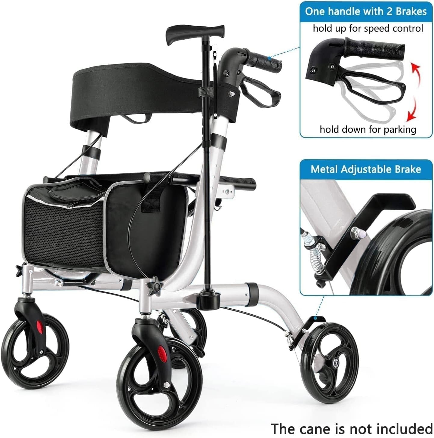 Durable Rollator Walker with 300 lbs Capacity and Easy-Fold Design for Seniors