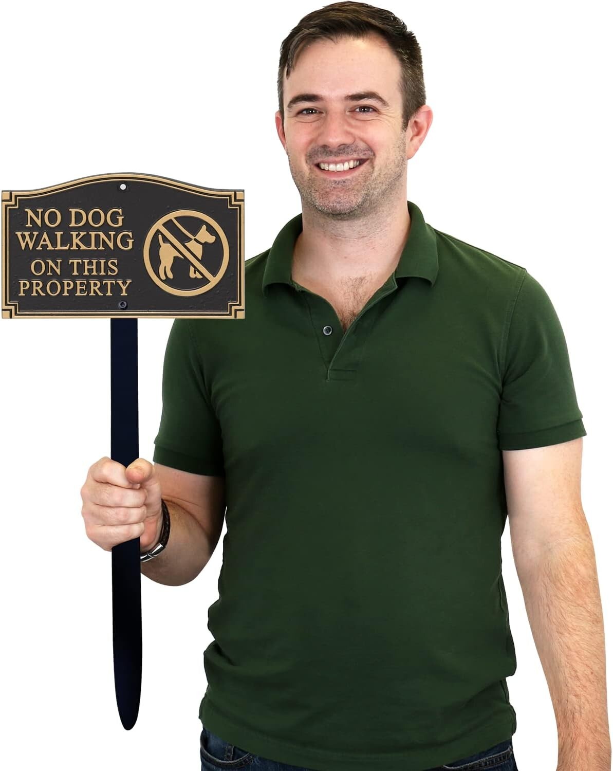 Elegant No Dog Walking on This Property Sign - 5.75x9.5" Rectangular Design