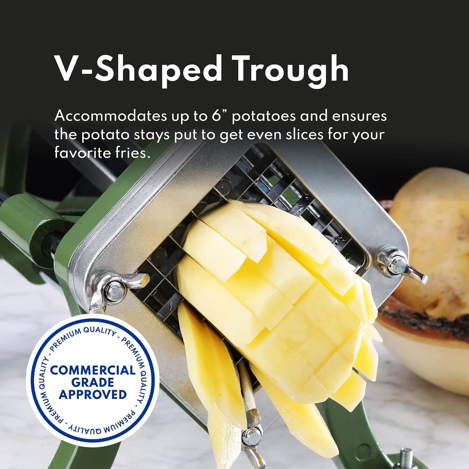 Commercial Grade French Fry Cutter with Suction Feet - 3/8" Heavy-Duty Design