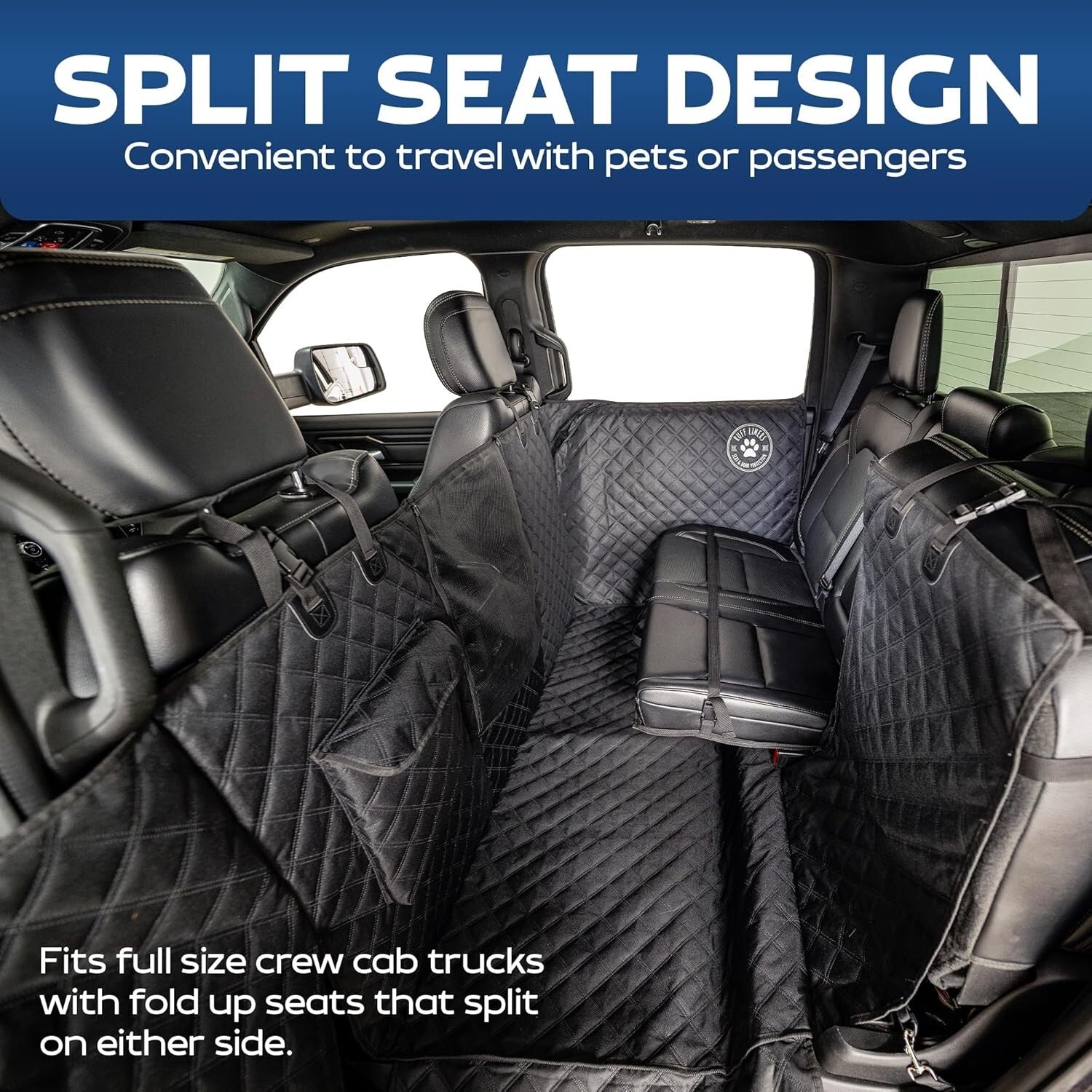 Scratch-Resistant Dog Seat Cover with Storage Pocket - Fits Popular Truck Models