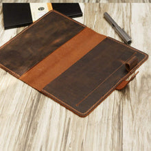 Load image into Gallery viewer, Elegant 5 x 8.25" Leather Portfolio Cover for Moleskine Journals - Aged Finish
