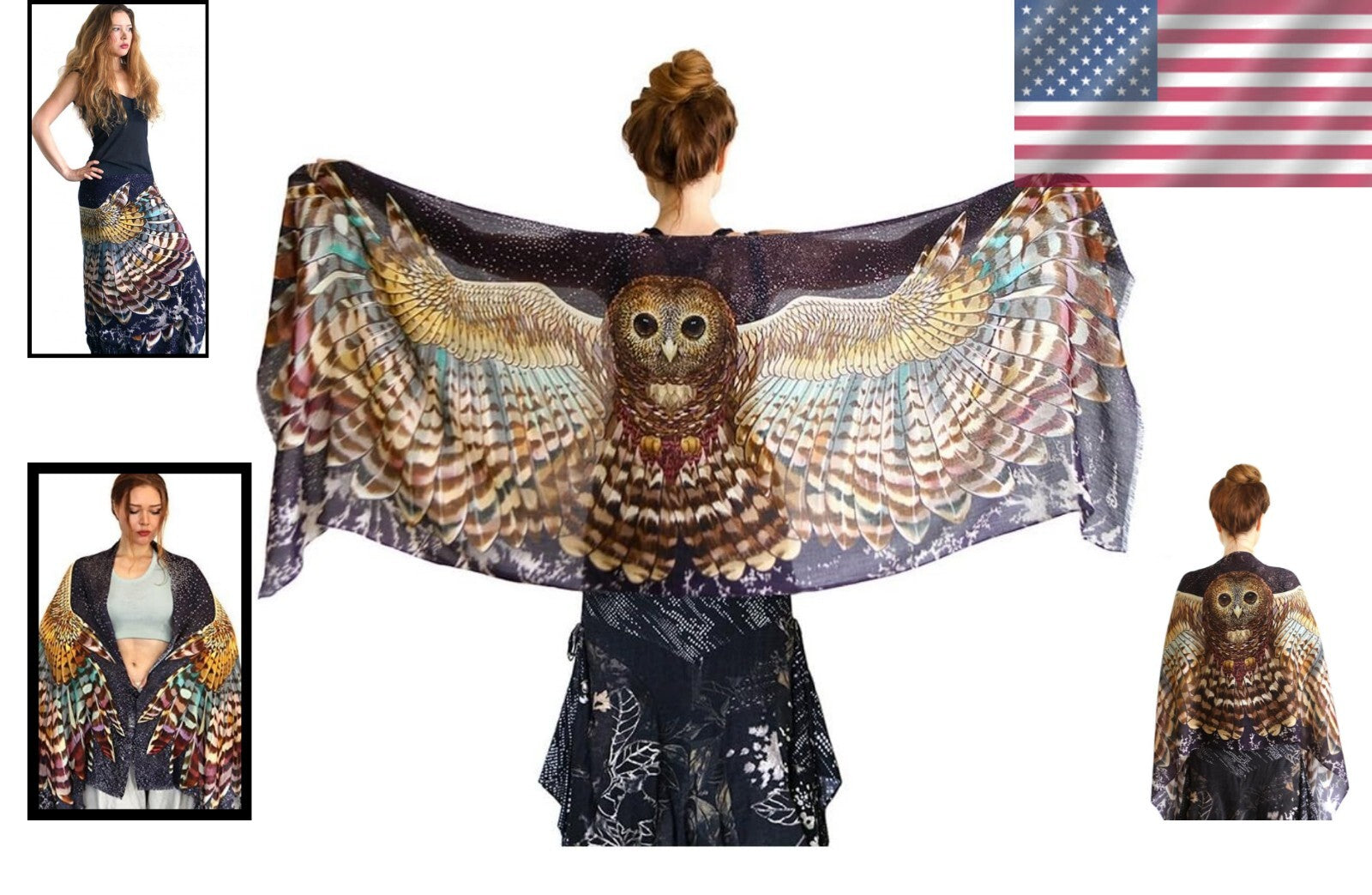 Delicate Night Owl Printed Scarf - 100% Cotton with Artful Woodland Design