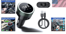 Load image into Gallery viewer, Bluetooth Car Adapter with Remote &amp; Dual USB Charger - Hands-Free FM Transmitter