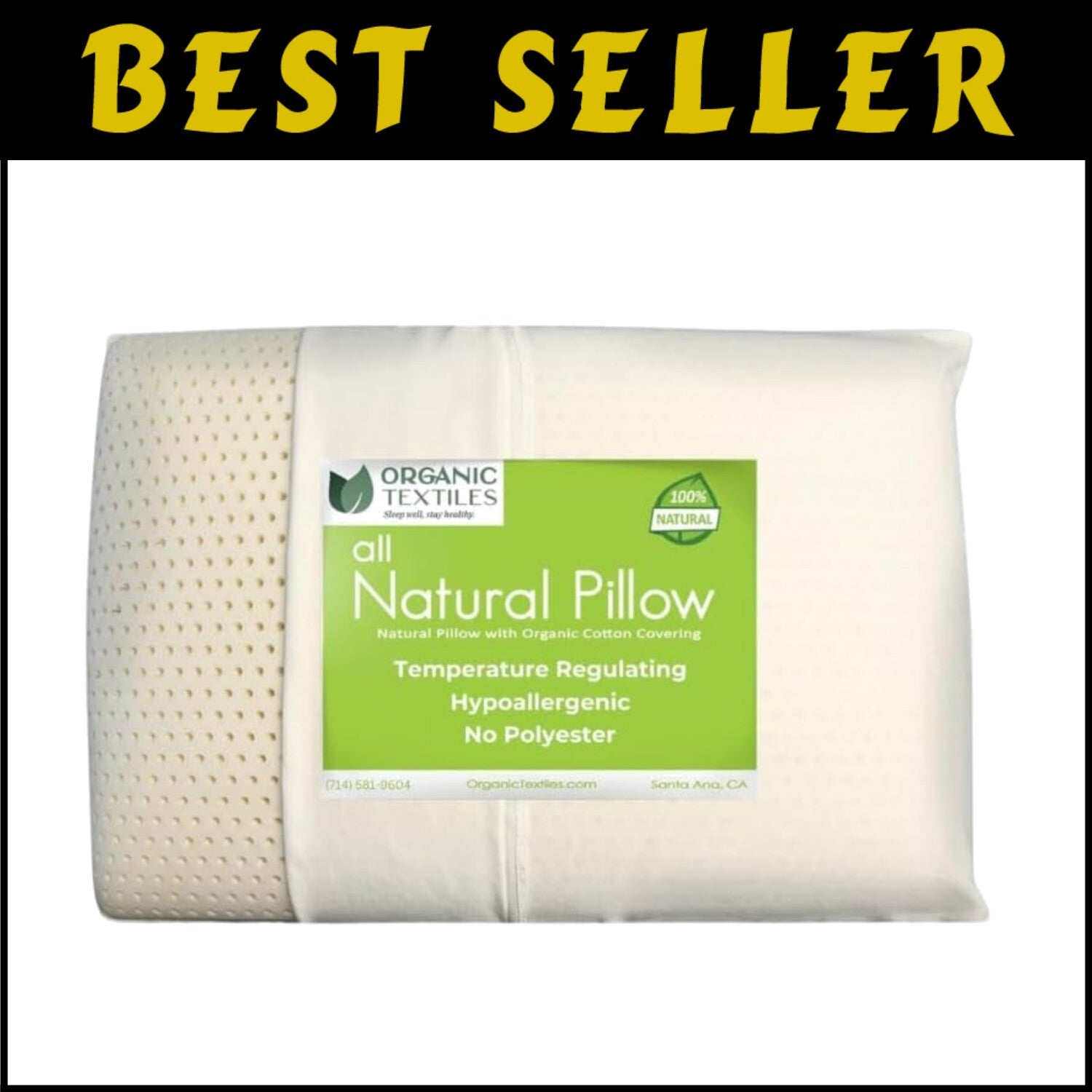 Breathable King Size Natural Latex Pillow with Organic Cotton - Neck Pain Relief