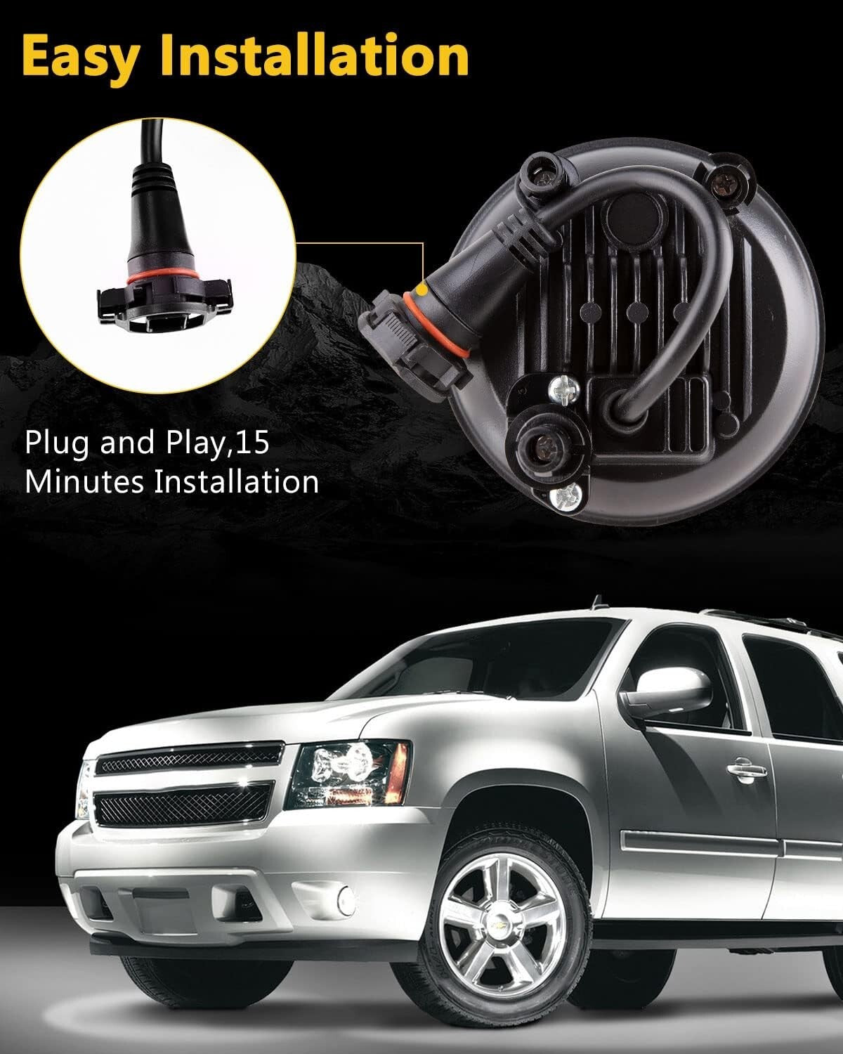 Durable LED Fog Lights 5202 for Tahoe, Yukon, Camaro – 50,000 Hours Lifespan