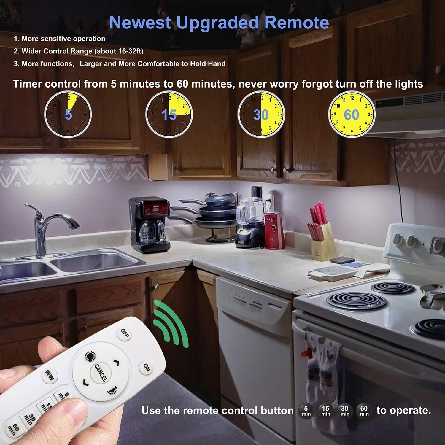 Compact 6-Pack Under Cabinet LED Lights - Remote-Controlled & USB Rechargeable