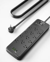 Load image into Gallery viewer, Spacious 12-Outlet Power Strip with 20W USB-C &amp; Flat Plug Design - ETL Listed