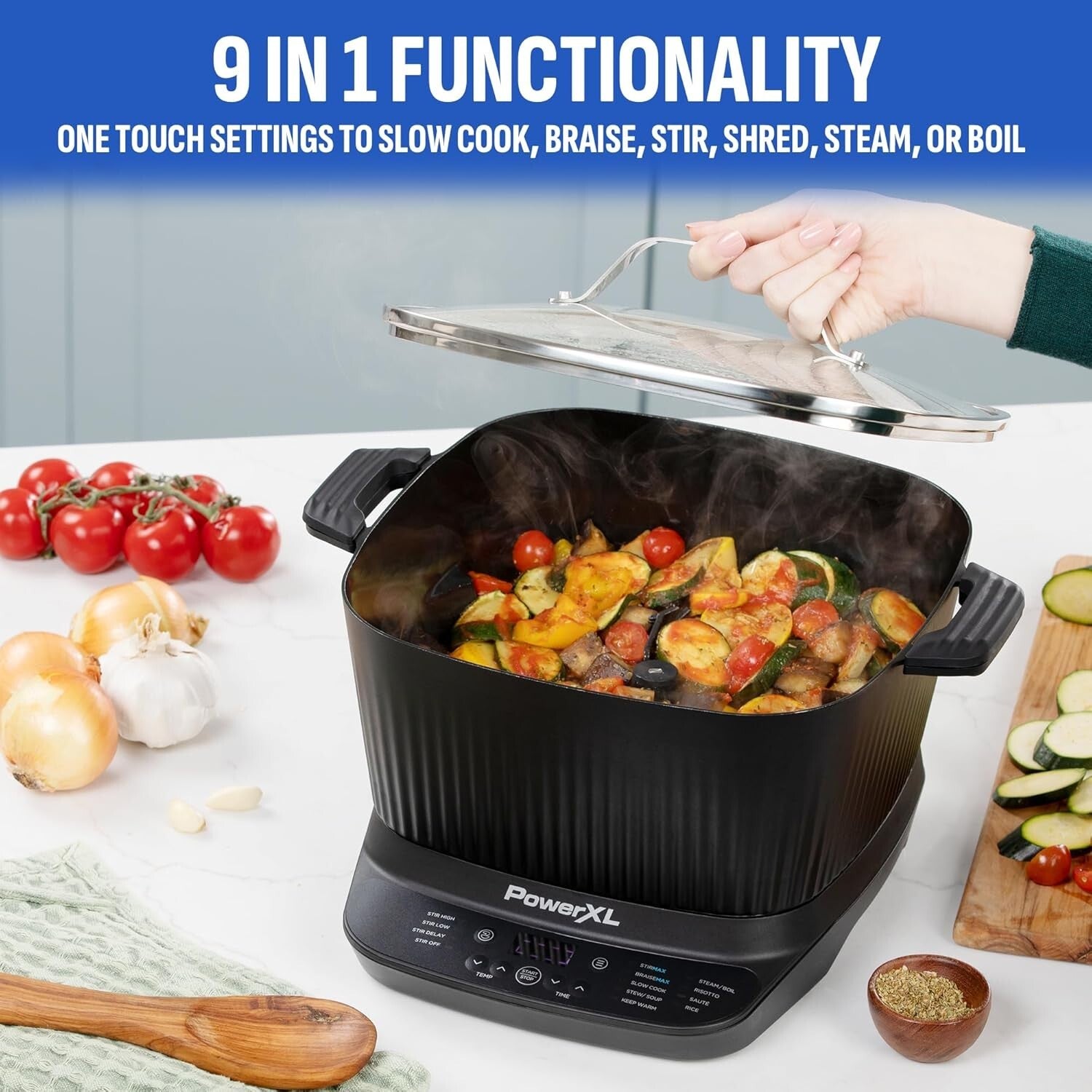 7.5QT STIRMAX Plus Digital Cooker: 9 Programmable Settings for Effortless Meals