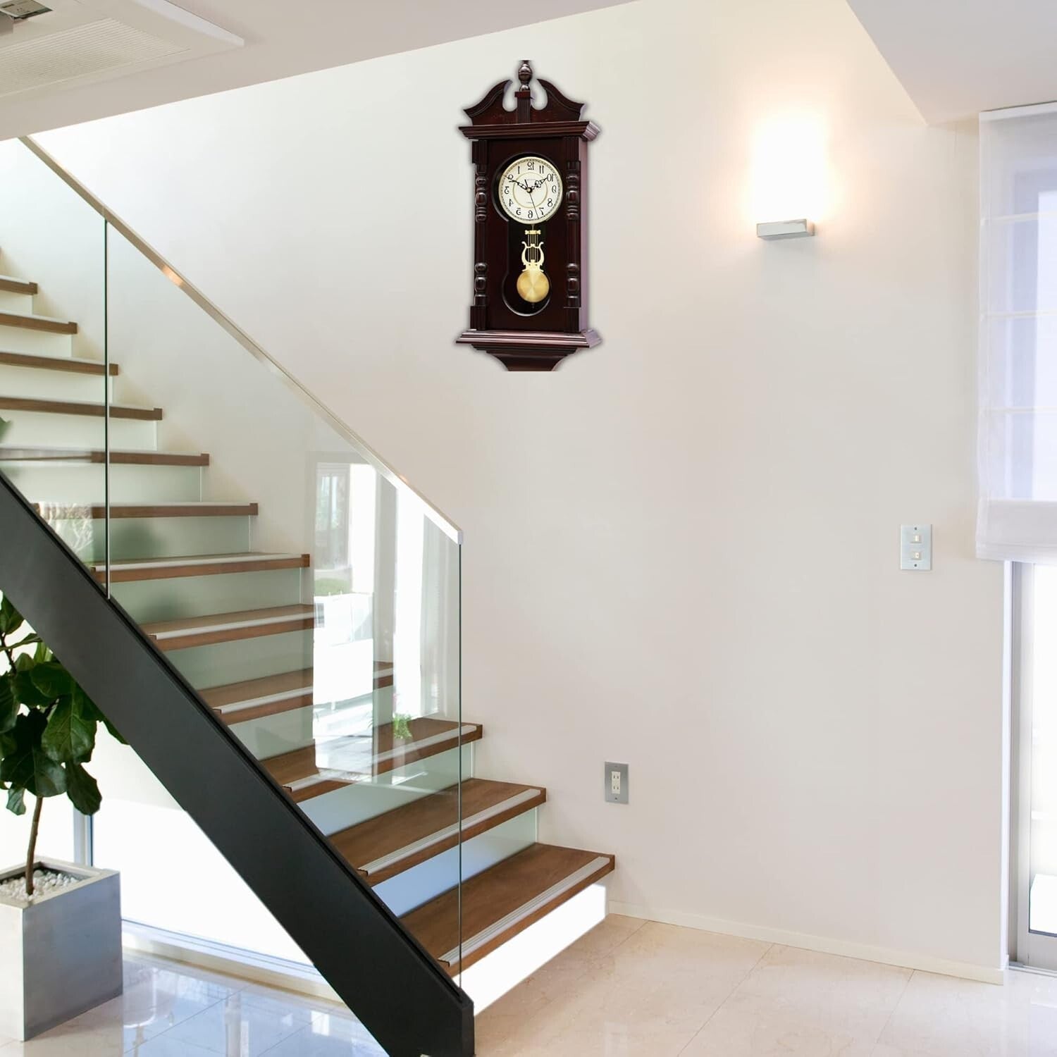 Beautiful Antique-Inspired Walnut Pendulum Clock - Battery Operated Elegance