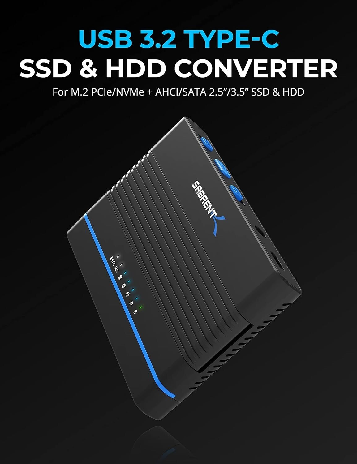 500 MB/s USB 3.2 SSD Converter with Tool-Less Cloning for Backup & Upgrade