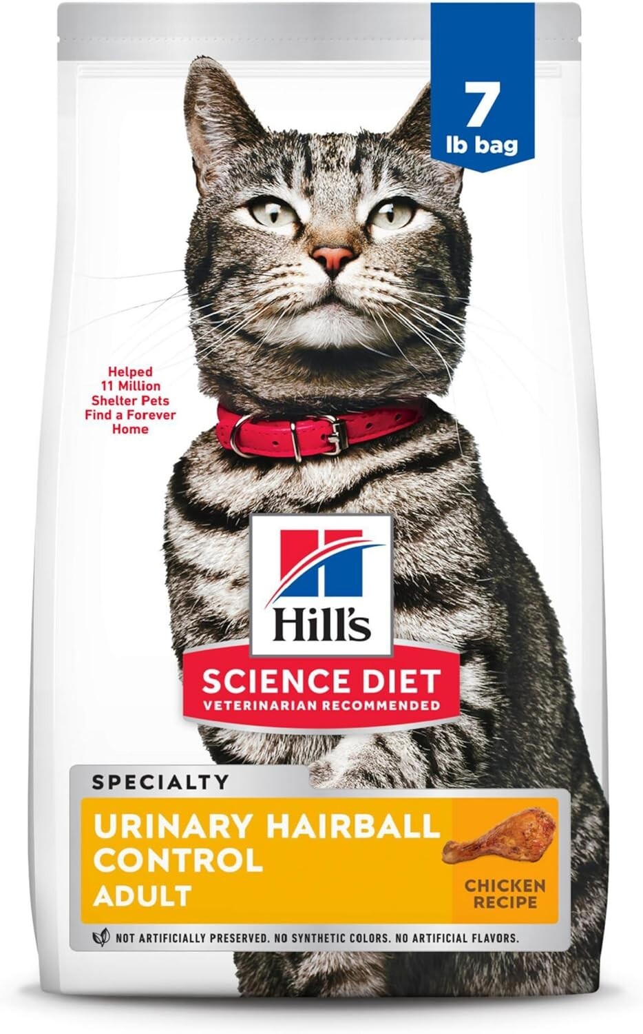 Adult Cat Food for Urinary Track Health & Hairball Control - 7 lb Chicken Blend