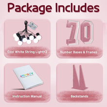Load image into Gallery viewer, Large Modern Foam Pink Marquee Numbers 70 - Perfect for Birthday and Anniversary