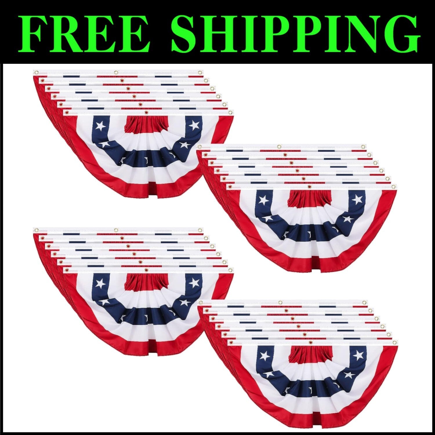 Durable 4th of July American Bunting with Thickened Buttonholes - Garden & Porch