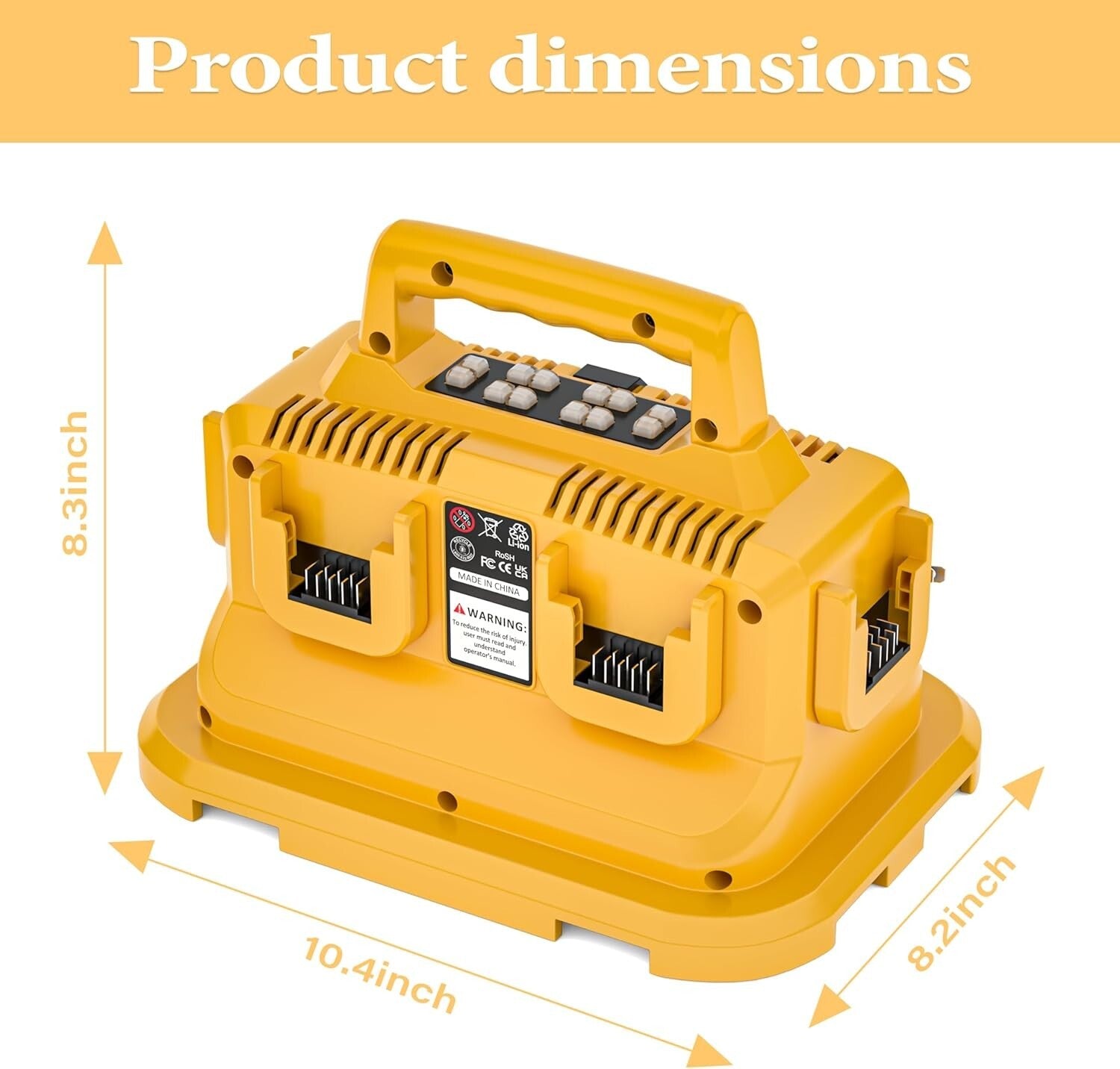6-Port Rapid Battery Charger Station for Devvalt 20V/60V Batteries - AC 100-240V