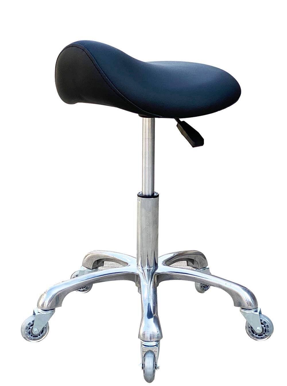 Ergonomic Saddle Stool with Wheels - Height Adjustable & Stylish Black Design
