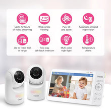 Load image into Gallery viewer, 7" Digital Video Baby Monitor with Two Cameras &amp; Pan Tilt Zoom - HQ Quality