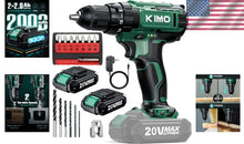 Load image into Gallery viewer, KIMO 20V Cordless Drill Set - 2 Batteries, 350 In-lb Torque, 18 Accessories