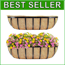 Load image into Gallery viewer, Rust-Resistant 24-Inch Hanging Flower Planter Set with Coconut Liner &amp; Brackets