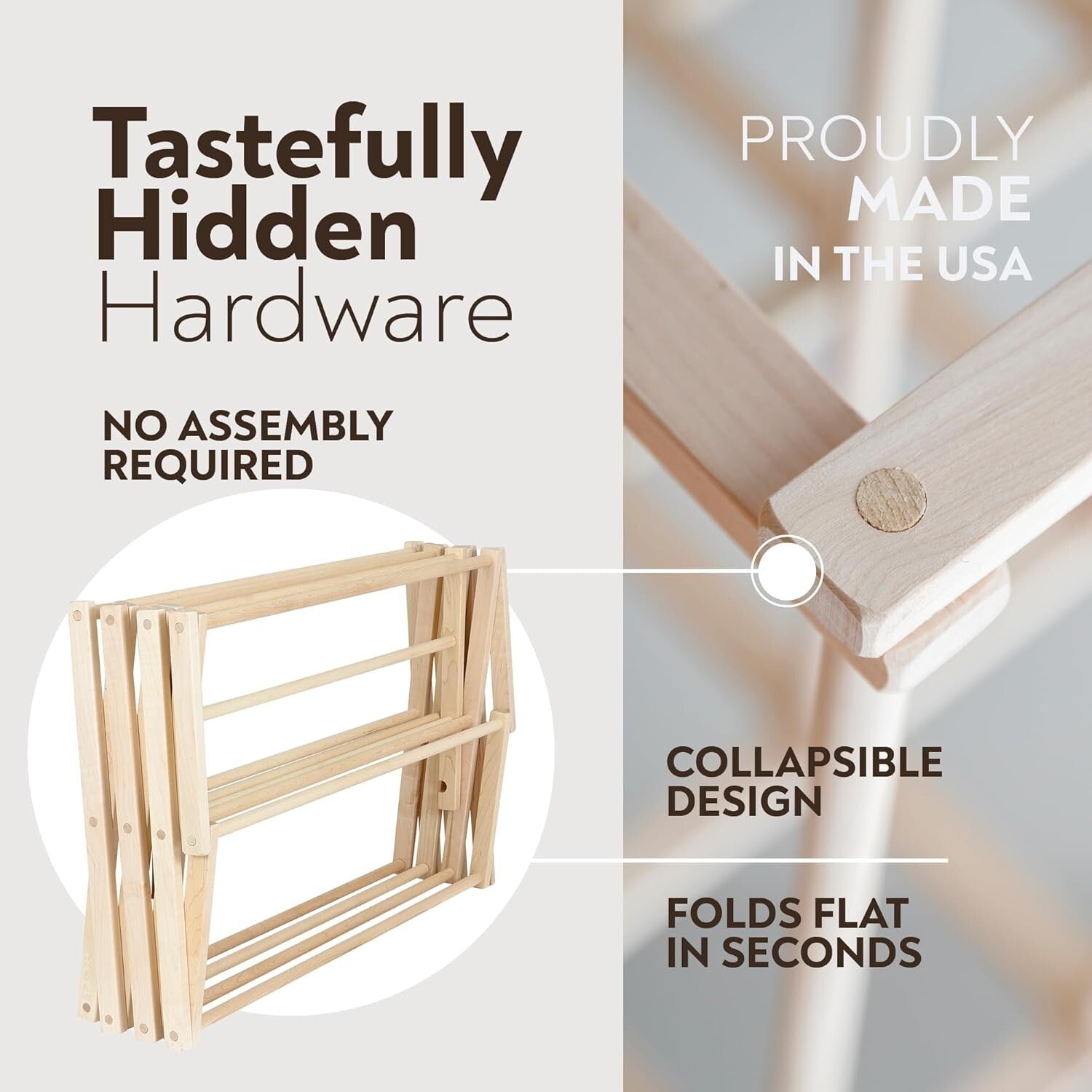 Furniture-Grade Folding Drying Rack - 47 Feet of Space for Bulky Laundry