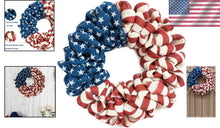 Load image into Gallery viewer, 20-Inch Patriotic Burlap Wreath – Handcrafted 4th of July &amp; Memorial Day Decor