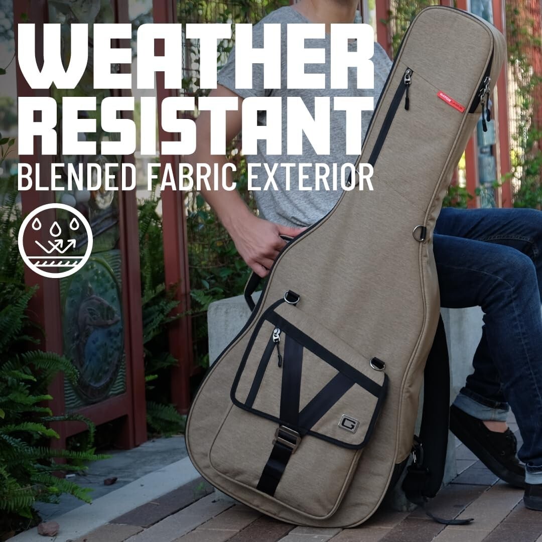 Transit Series Charcoal Guitar Bag - Lightweight with Easy Carry Backpack Straps