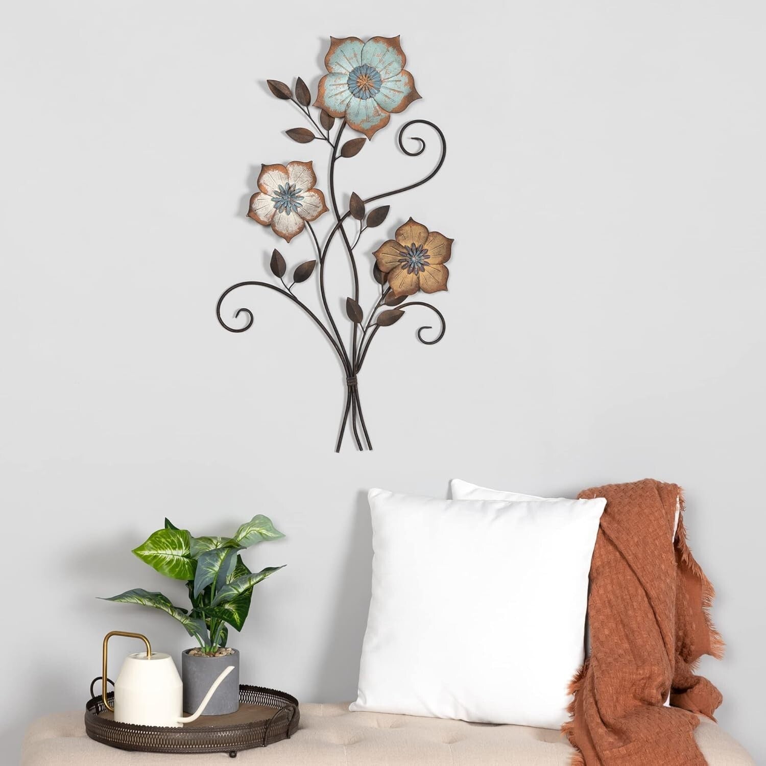 Lifelike 3D Flower Wall Decor in Bronze - 19.25 W for Artistic Home Flair