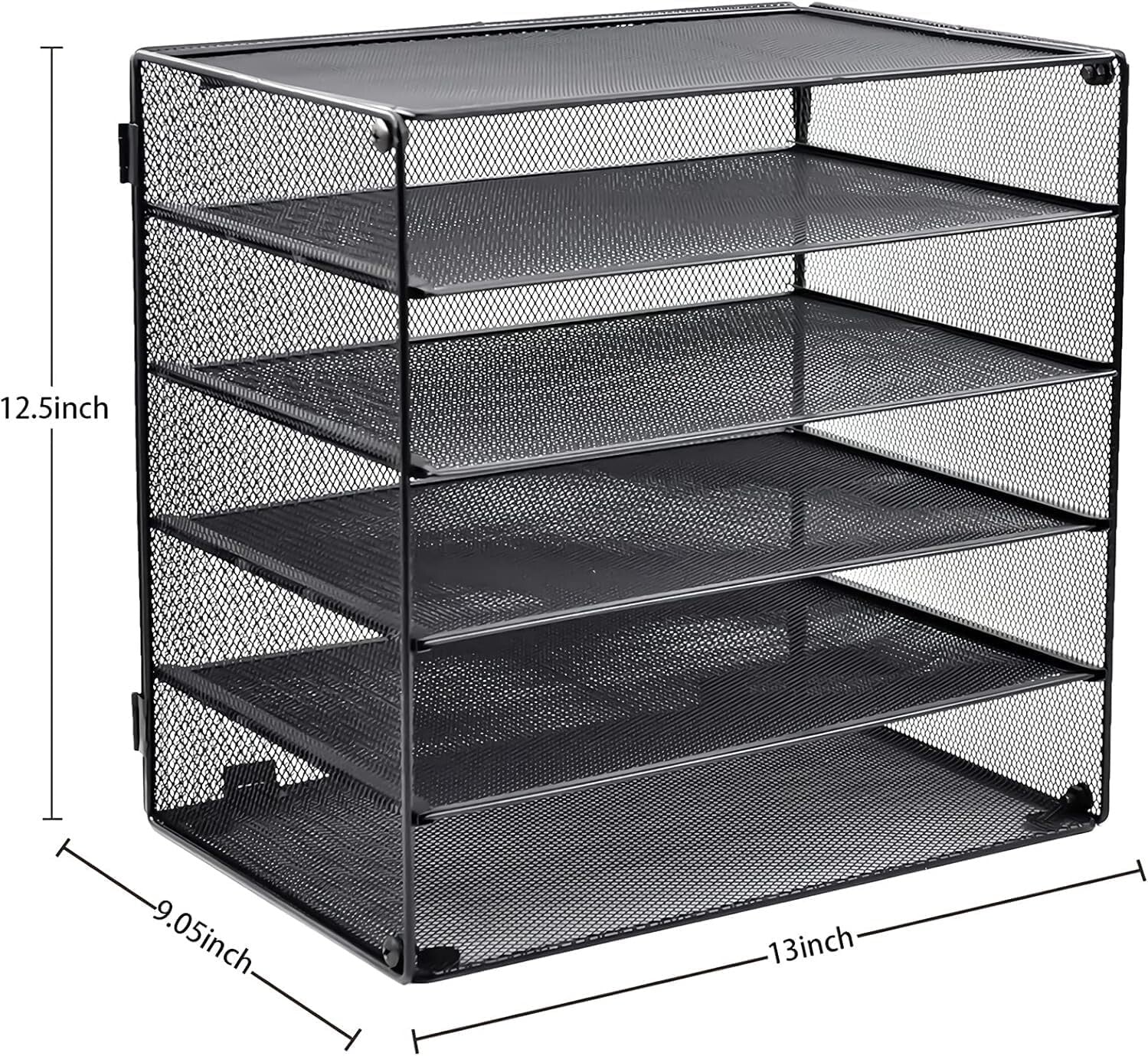 Durable 5-Tier Paper Tray for Office - Elegant Black Metal Storage Solution