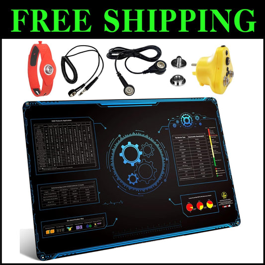 Versatile 24x16 ESD Rubber Mat with Anti-Slip Texture & Grounding Kit