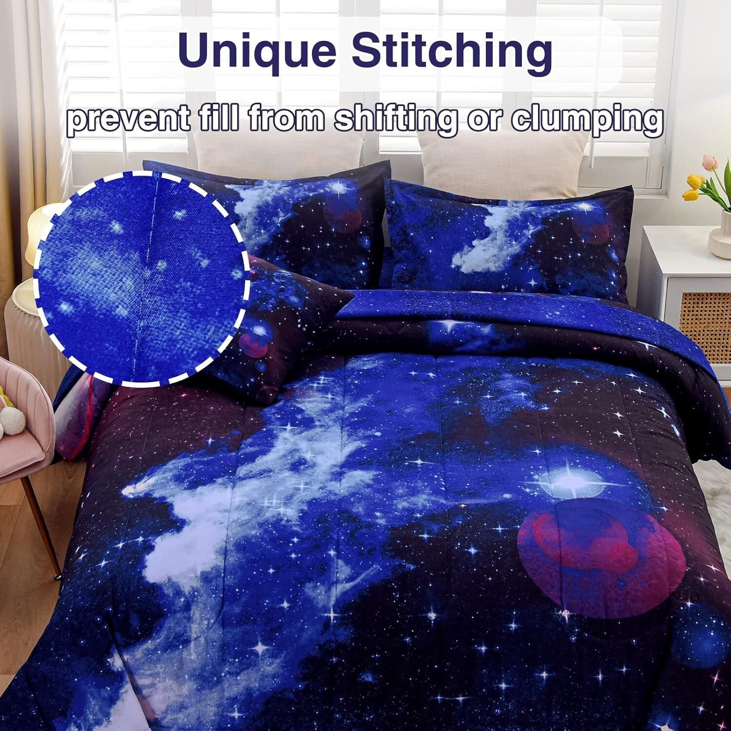 3D Galaxy Print Bedding Set: 6-Piece Comforter & Sheet Set for Boys and Girls