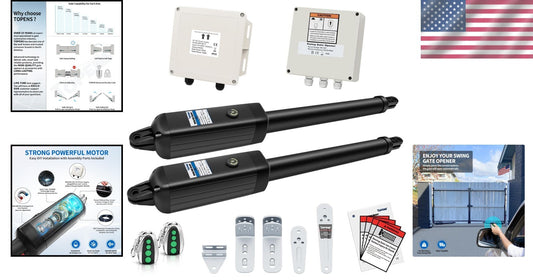 Remote-Controlled Heavy-Duty Gate Opener for Dual Swing Gates – 880lbs Capacity