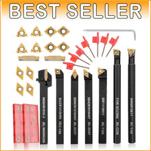 Load image into Gallery viewer, Robust 21-Pc Lathe Turning Tool Set: 7 Holders, 14 Inserts - Patent Pending