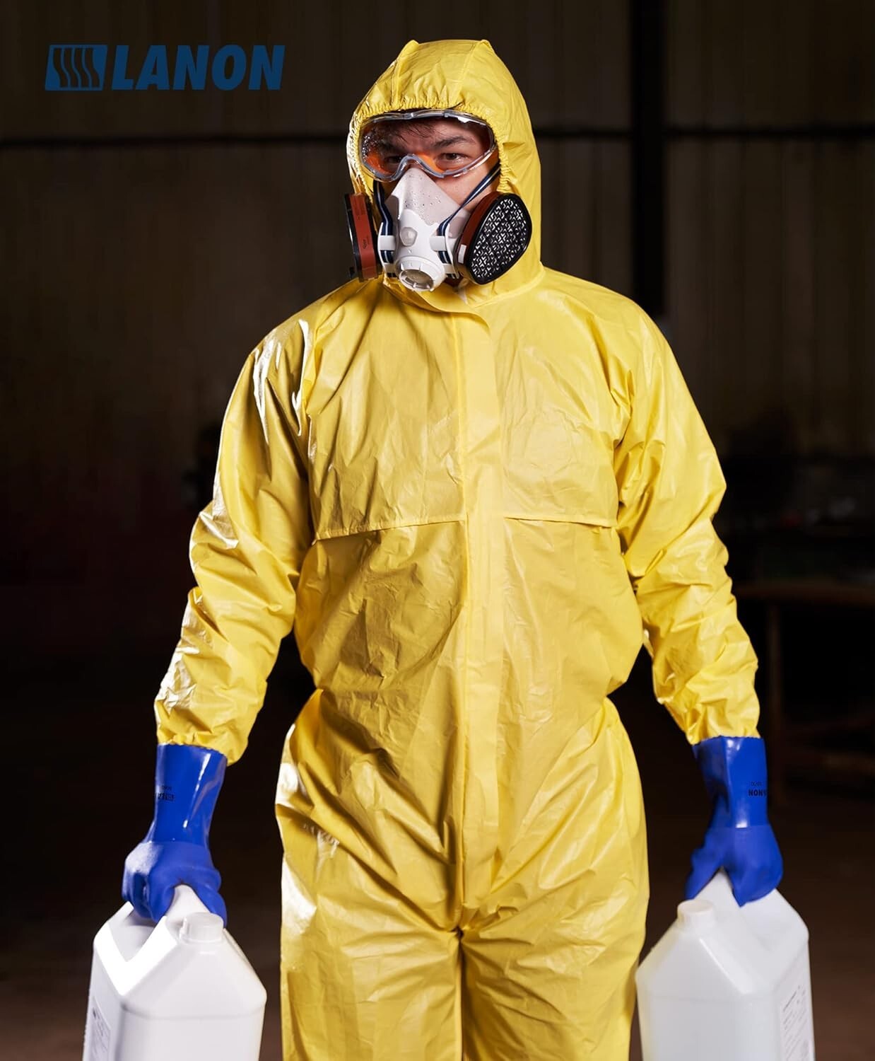 XL PVC Rubber Gloves with Breathable Liner - LANON 6 Pairs for Various Uses