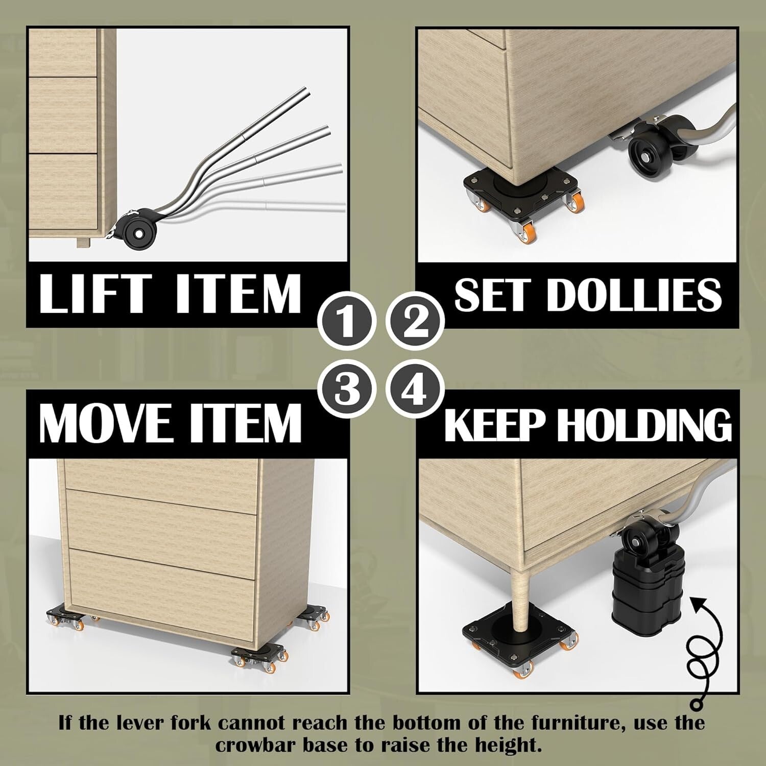 Reinforced Carbon Steel Dolly with Furniture Lifter - Innovative Moving Solution