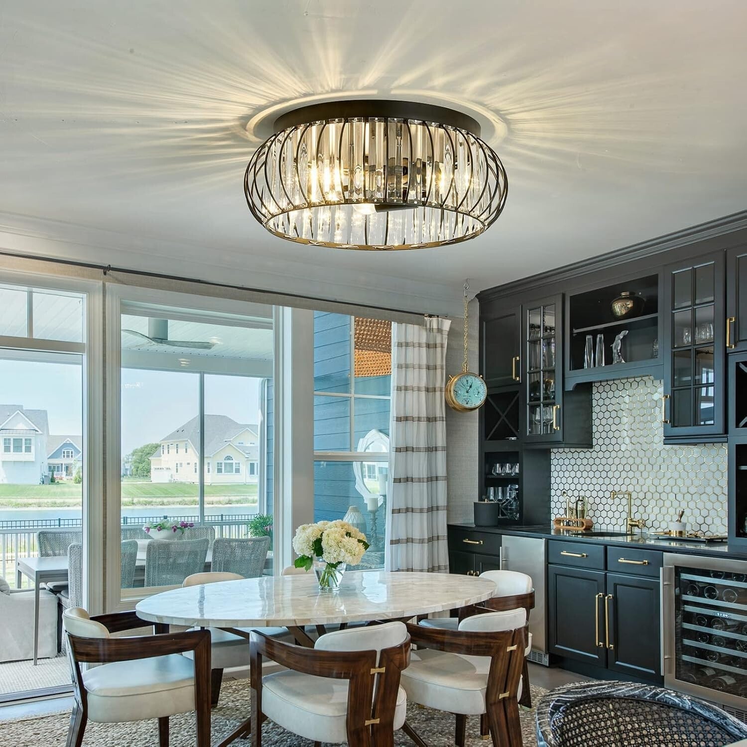 Elegant Indoor Crystal Flush Mount Light – Perfect for Hallways and Living Rooms