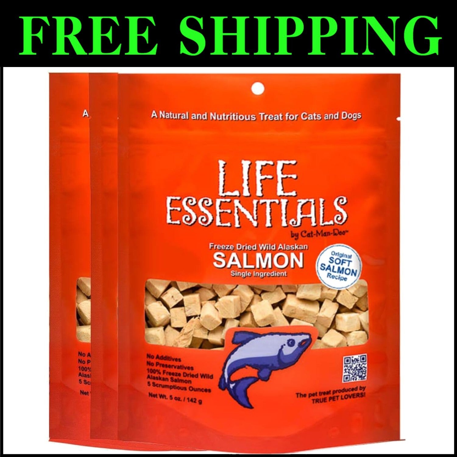 Grain-Free Freeze-Dried Salmon Treats - 5 Ounces (3-Pack) for Cats & Dogs