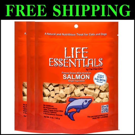 Grain-Free Freeze-Dried Salmon Treats - 5 Ounces (3-Pack) for Cats & Dogs