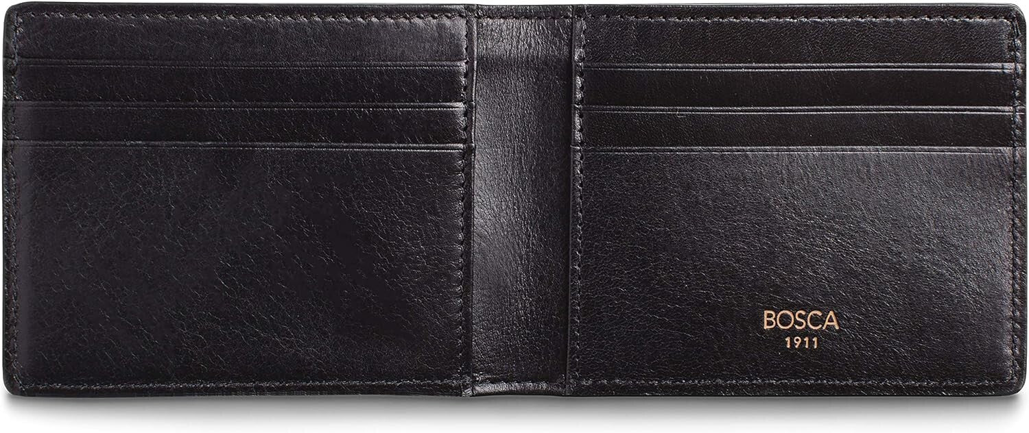 Stylish Men's Black Bifold Wallet - Hand-Stained Dolce Leather Design