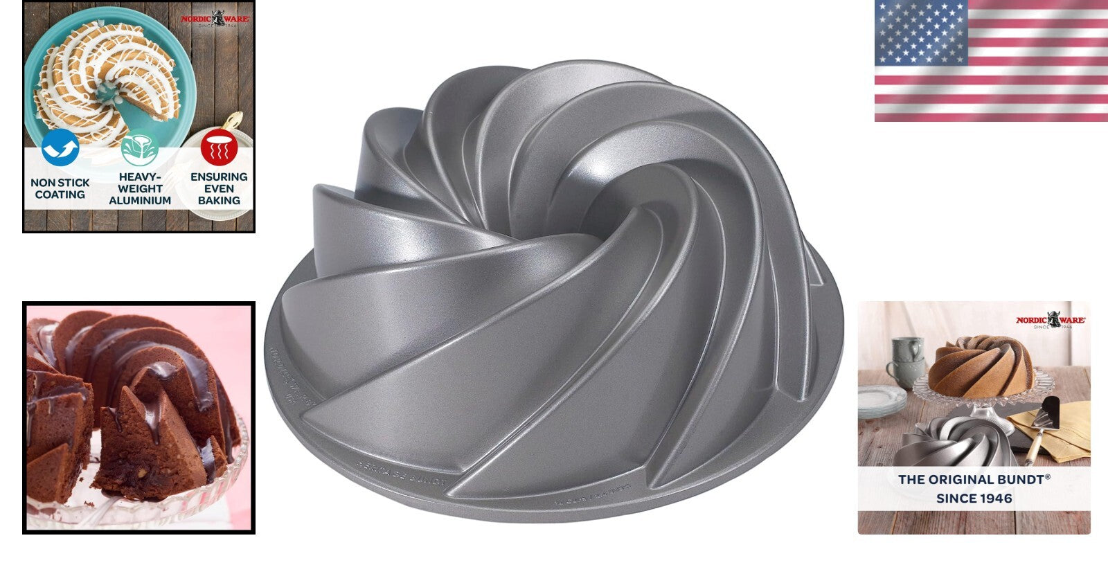 Cast Aluminum Bundt Pan - High-Quality Silver Bakeware for Elegant Cakes