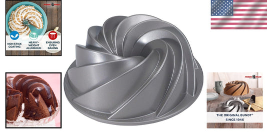 Cast Aluminum Bundt Pan - High-Quality Silver Bakeware for Elegant Cakes