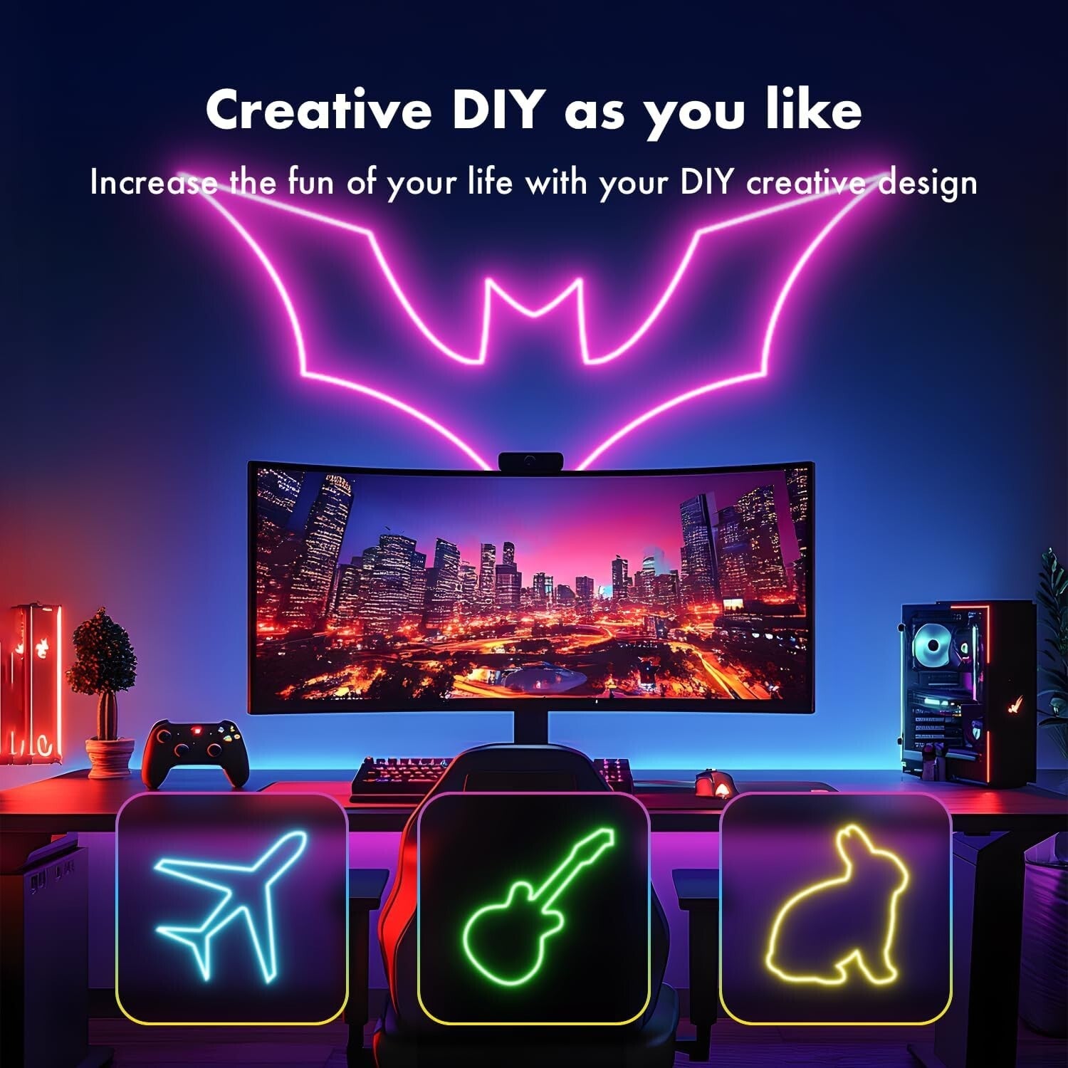 Cuttable Neon Rope Lights 100FT - App & Remote Control with 16 Million Colors