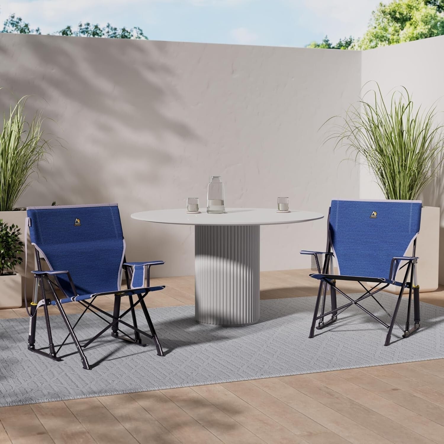 Durable Kickback Rocker Chair with Drink Holder - Perfect for Camping Adventures