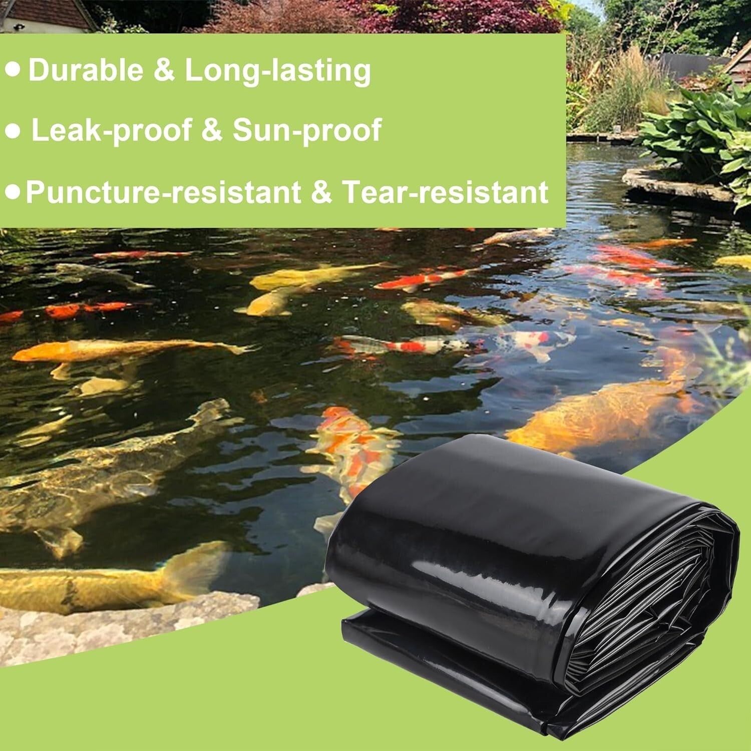 Long-Lasting 20x20 FT Fish Pond Liner - 20 Mil UV-Resistant & Flexible
