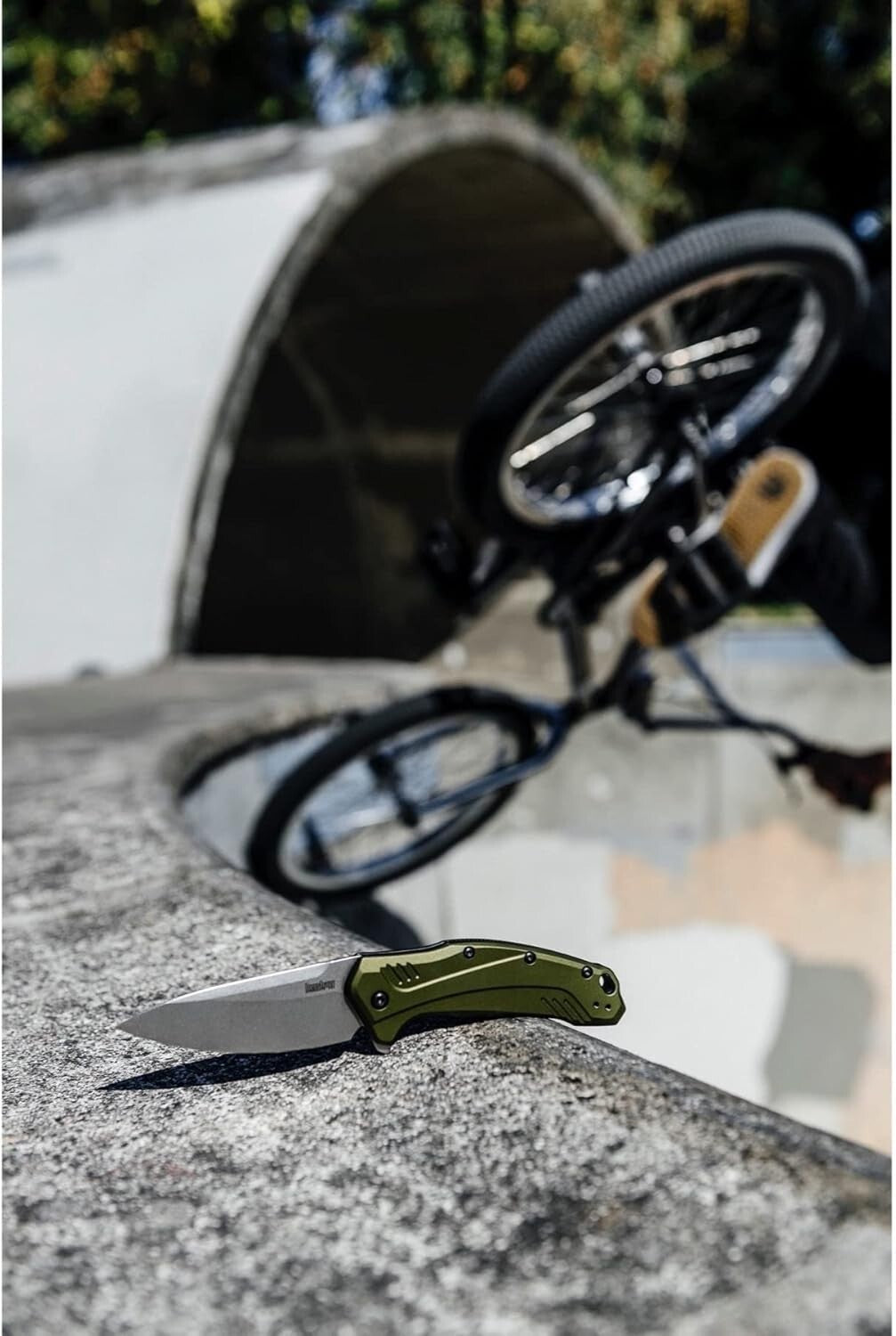 CPM 20CV Drop Point Pocketknife - Olive Aluminum Handle for Ambidextrous Carry