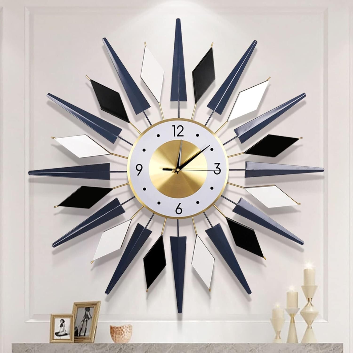 Elegant 28-Inch Decorative Wall Clock - Silent Movement for Living Spaces
