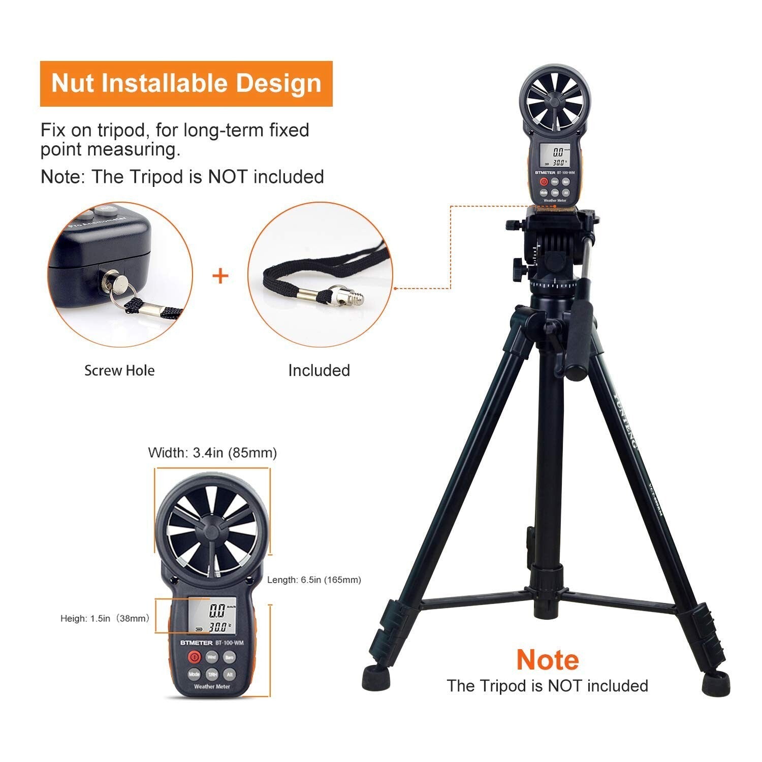 Portable Anemometer with LCD Backlight: Measure Wind Speed & Barometric Pressure