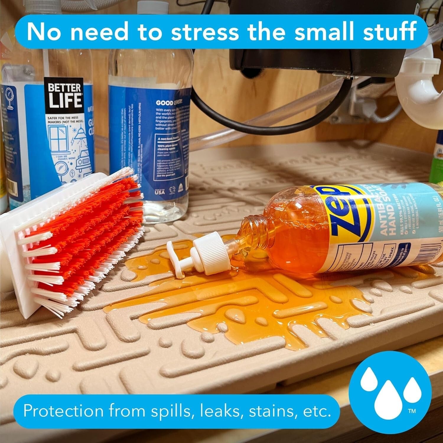 33.4"x19.2" Flexible Gray Under Sink Mat - Ultimate Cabinet Leak Prevention